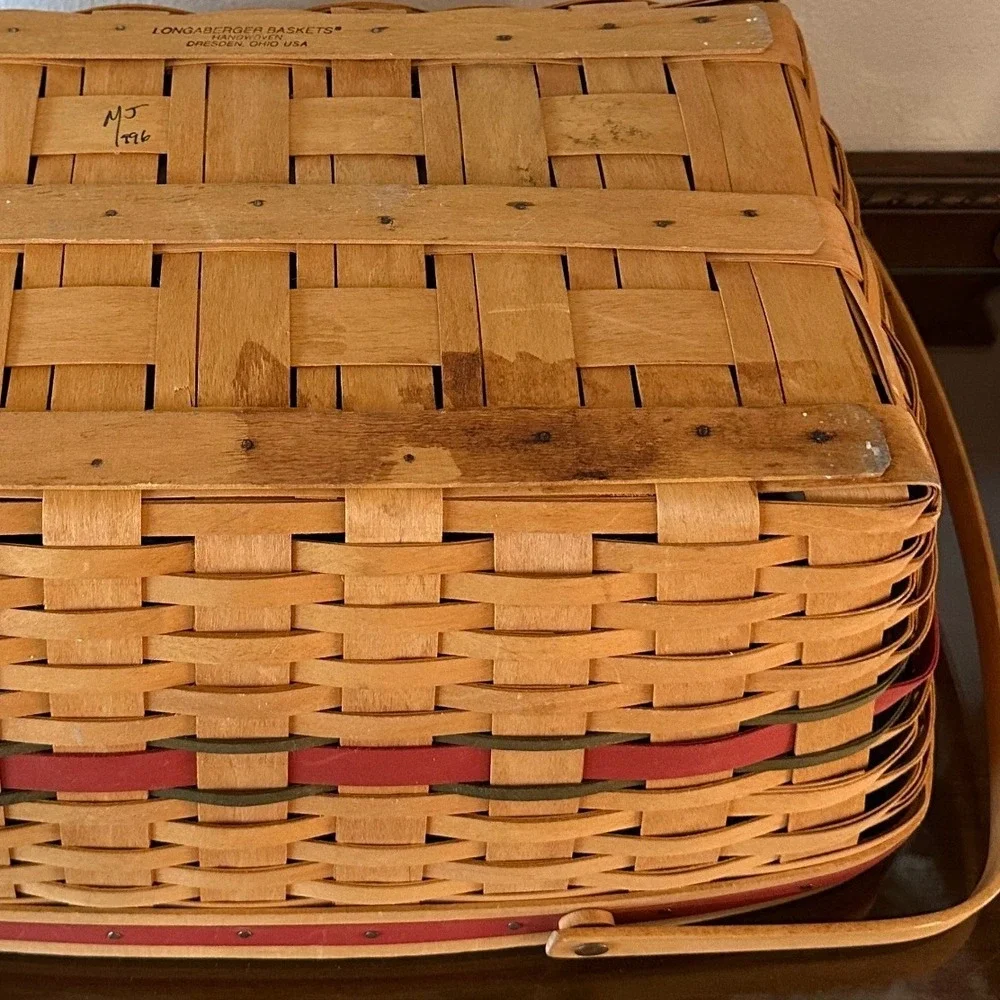 Longaberger Yuletide Treasures Basket 1996 Christmas Holly Liner Lid Protector